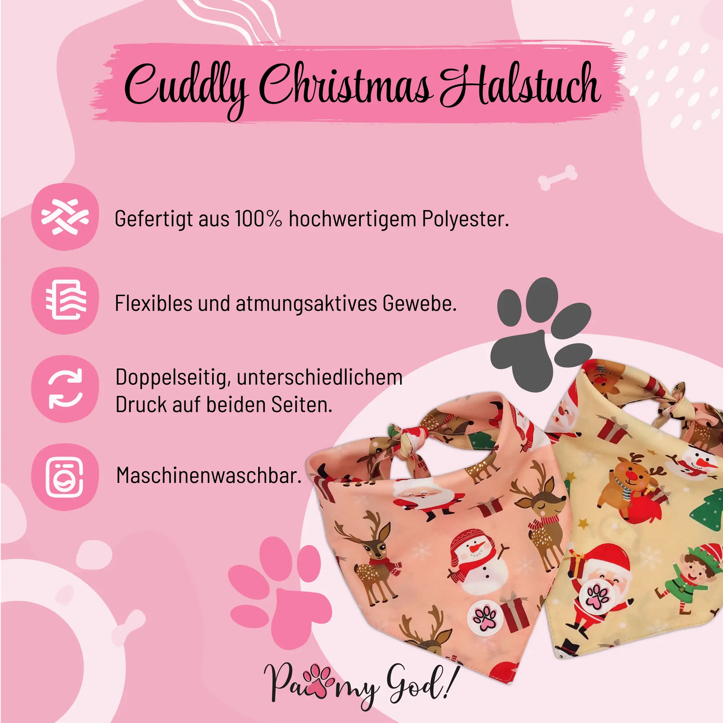 Cuddly Christmas Bandana Features