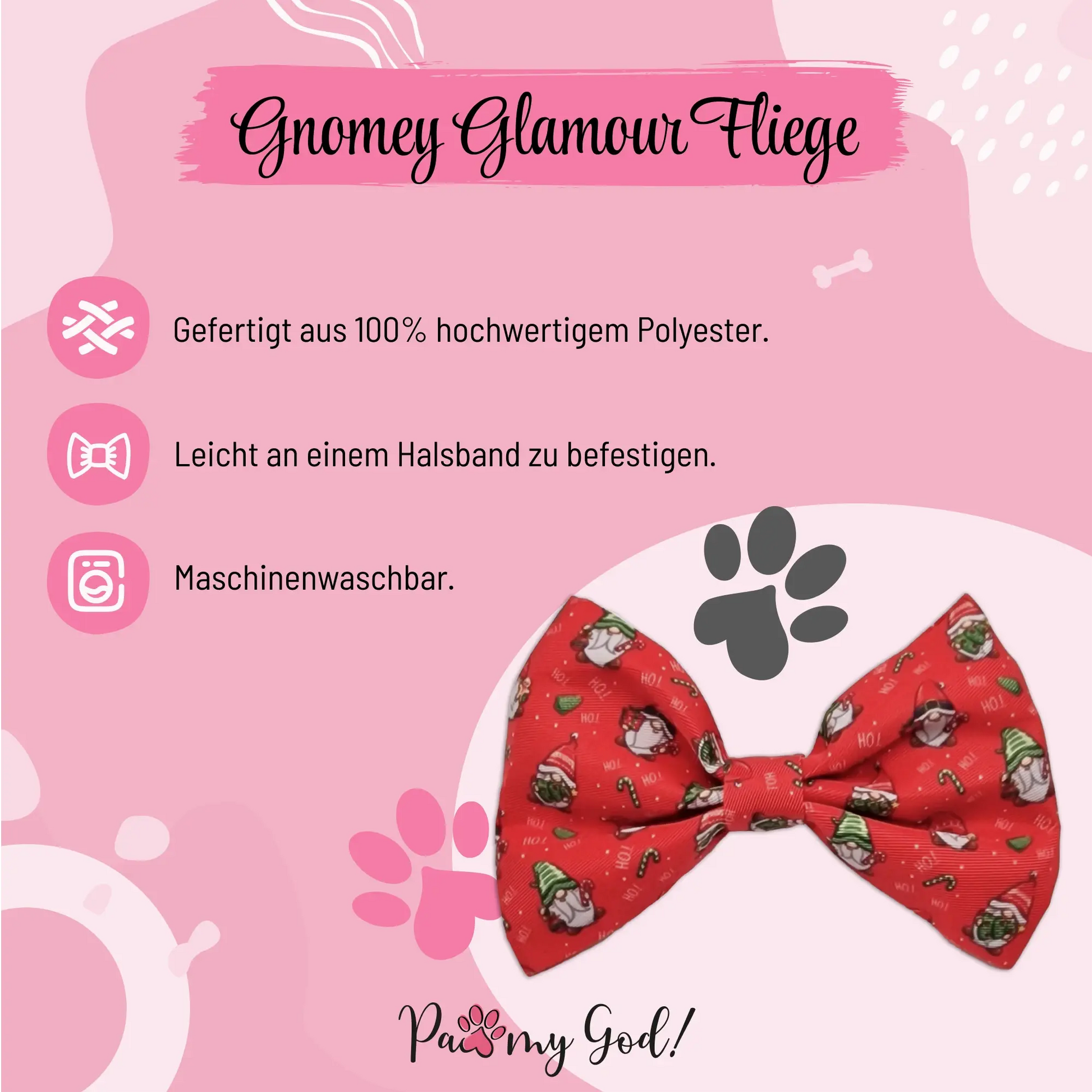 Gnomey Glamour Bow Tie Features