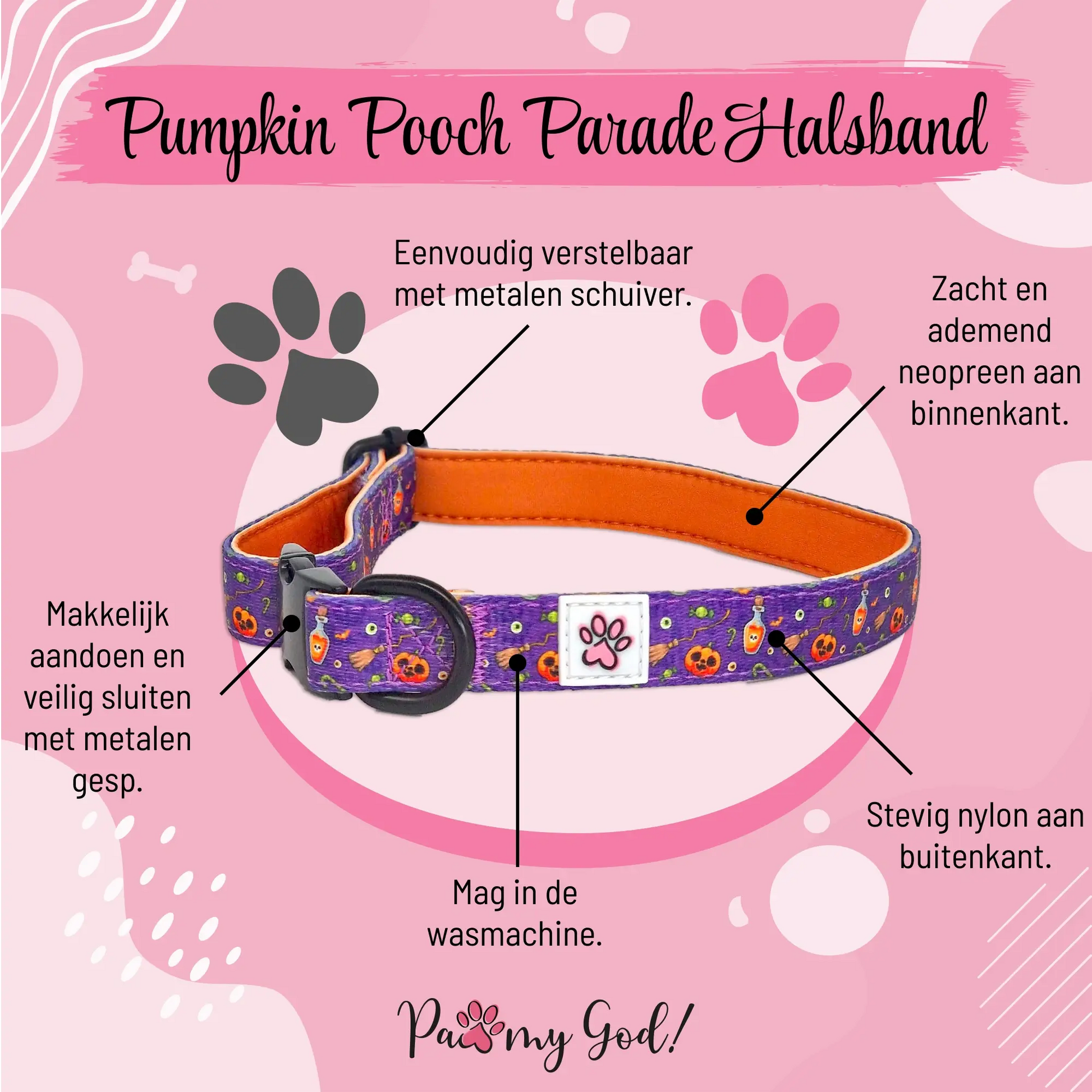 Pumpkin Pooch Parade Cloth Collar Features