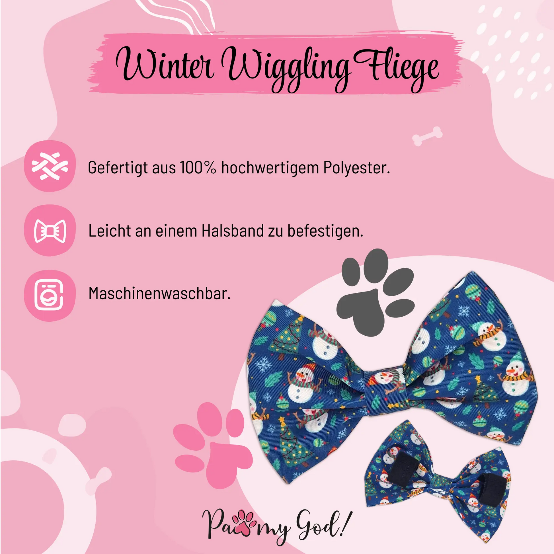 Winter Wiggling Bow Tie Features